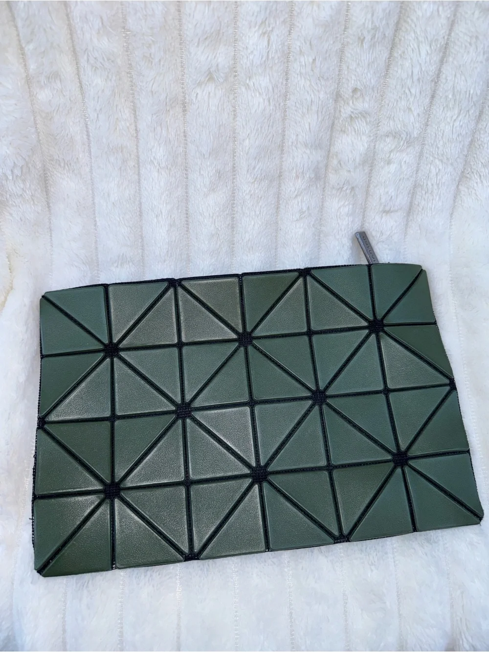 Issey Miyake Geometric Patent Zip Pouch